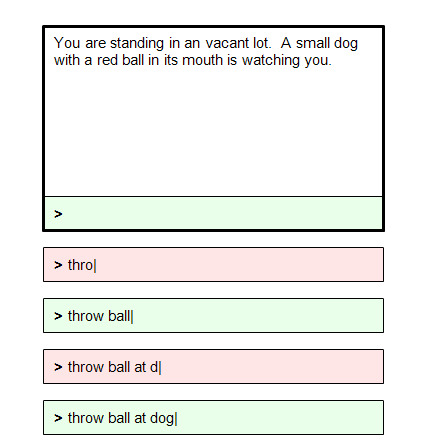 Text description of location, and entry field repeated in different colors with different amount of text in each.