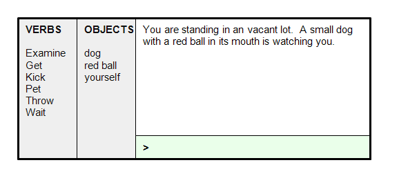 Two menus, text description of location, and entry field.