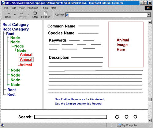 A prototype/mockup of the web interface